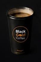 Black Gold Coffee signature black coffee cup.